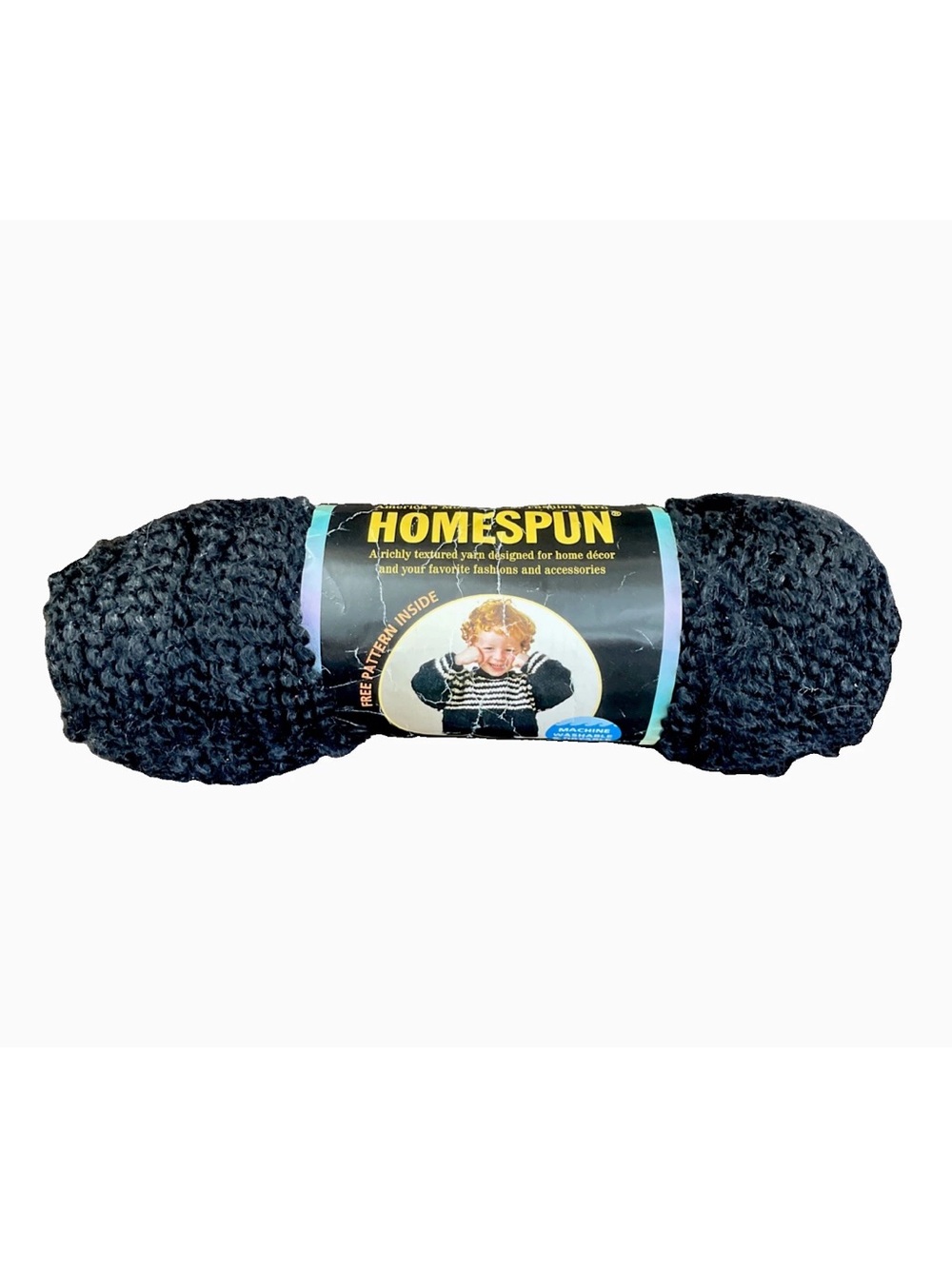 1 Skein Lion Brand Yarn HOMESPUN - Black - 185 Yds/6 Oz - MADE IN USA - Knitting